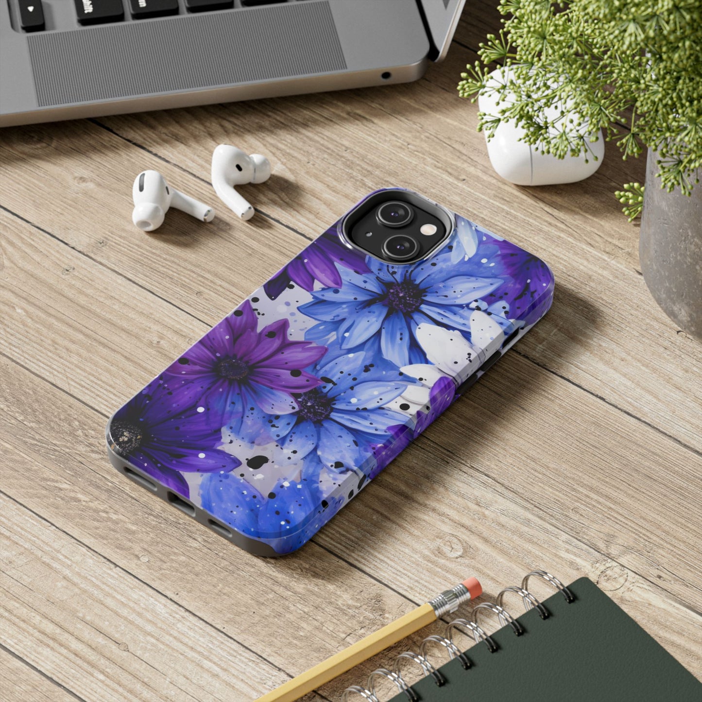 Vibrant Purple & Blue Floral Splash - iPhone Series Case