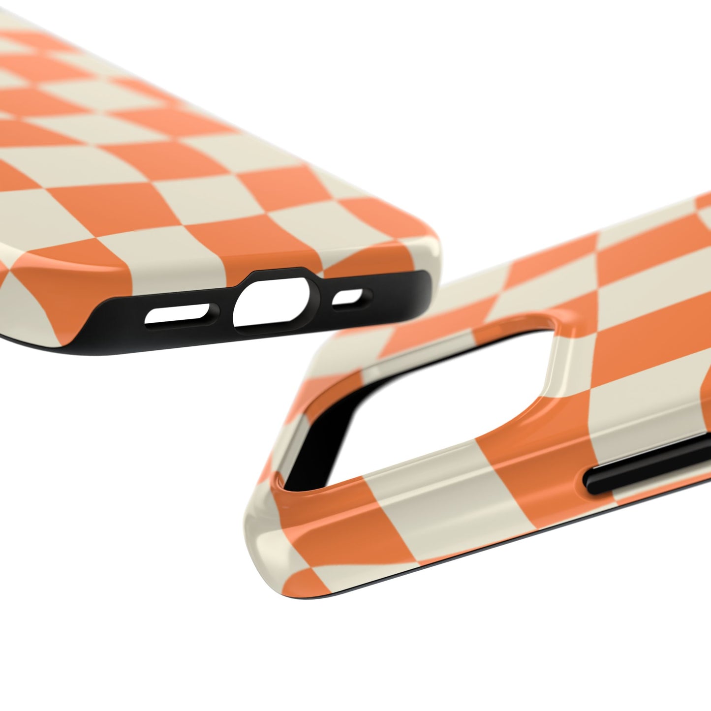 Wavy Retro Checkerboard iPhone Case – Shockproof, Matte Finish, Dual-Layer Protection