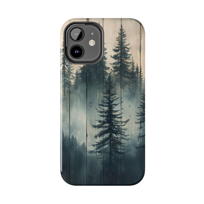 Misty Pine Forest Iphone Case - Nature-Inspired Wood Design Protective Cover