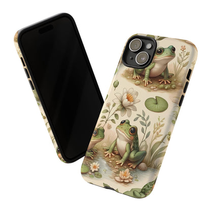 Cute Frogs Phone Case - Pond Pals Frolic - Charming Frog Lily Pad Phone Case for iPhone, Google & Samsung! Great Gift For Any Frog Lover!