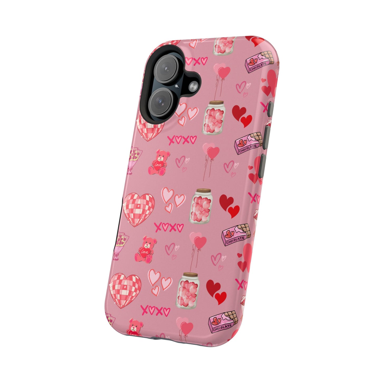 Pink Valentine Love Collage – MagSafe-Compatible iPhone Case