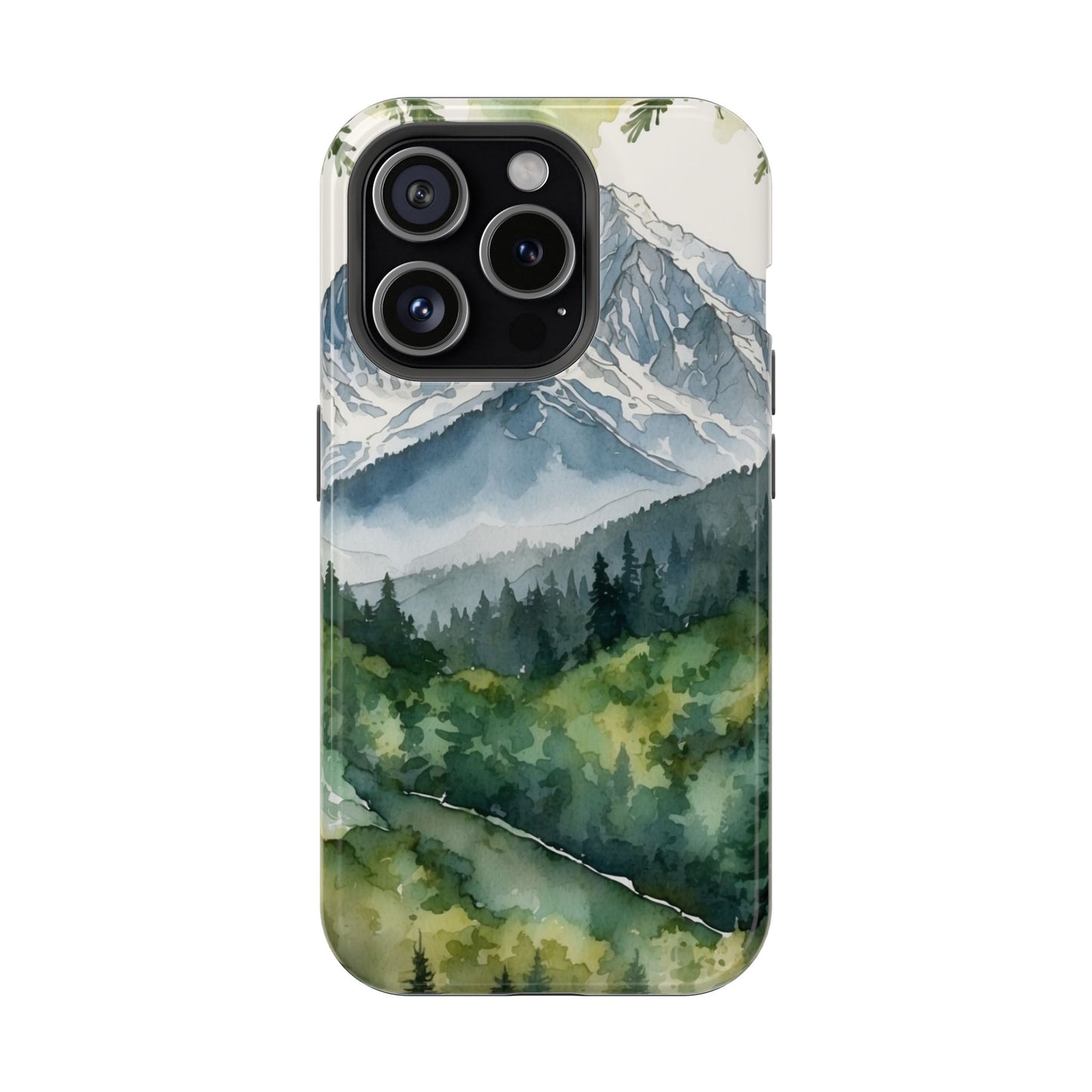 Watercolor Alpine Mountainscape - MagSafe iPhone Case