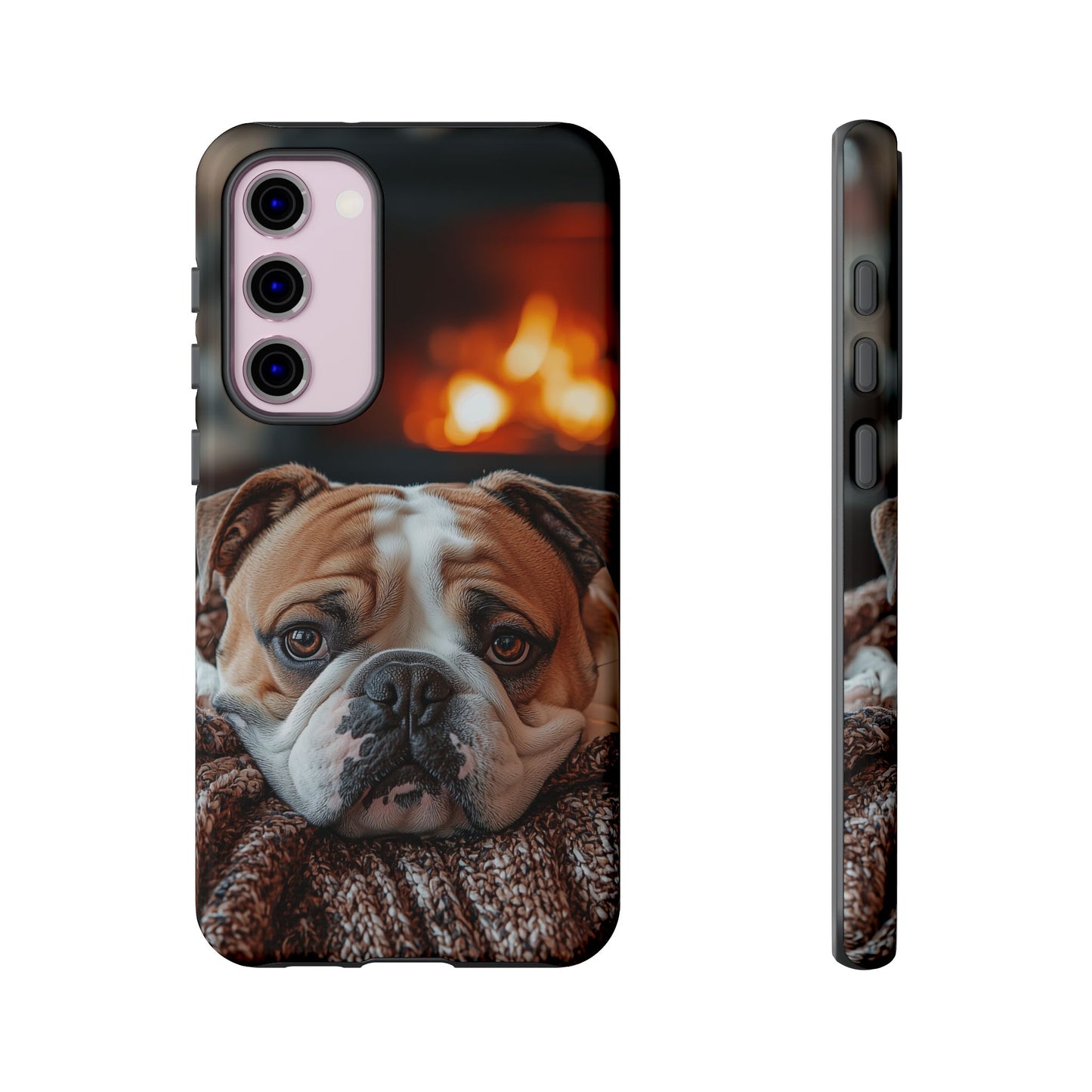 Cozy Bulldog Samsung Galaxy Case – Fireside-Inspired Protective Cover