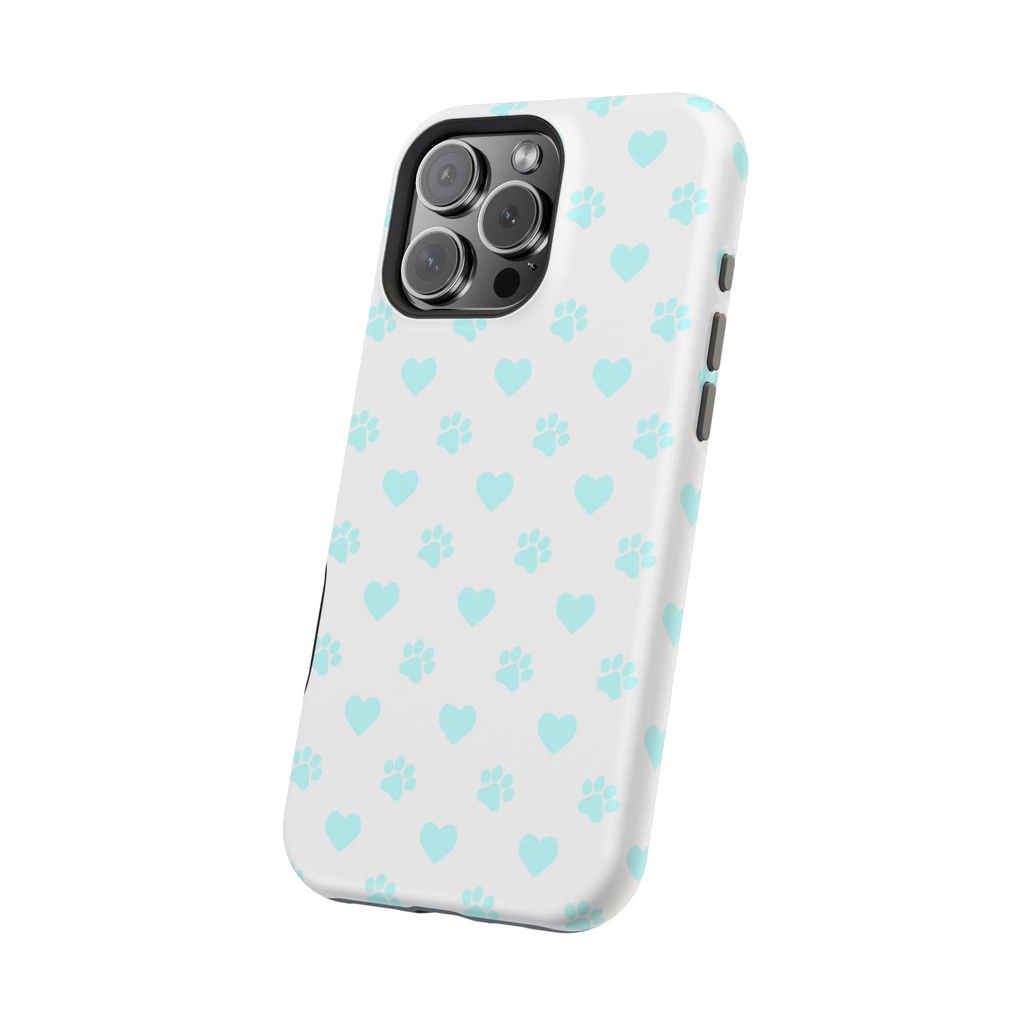 MagSafe Case - Aqua Paw Print & Heart Design