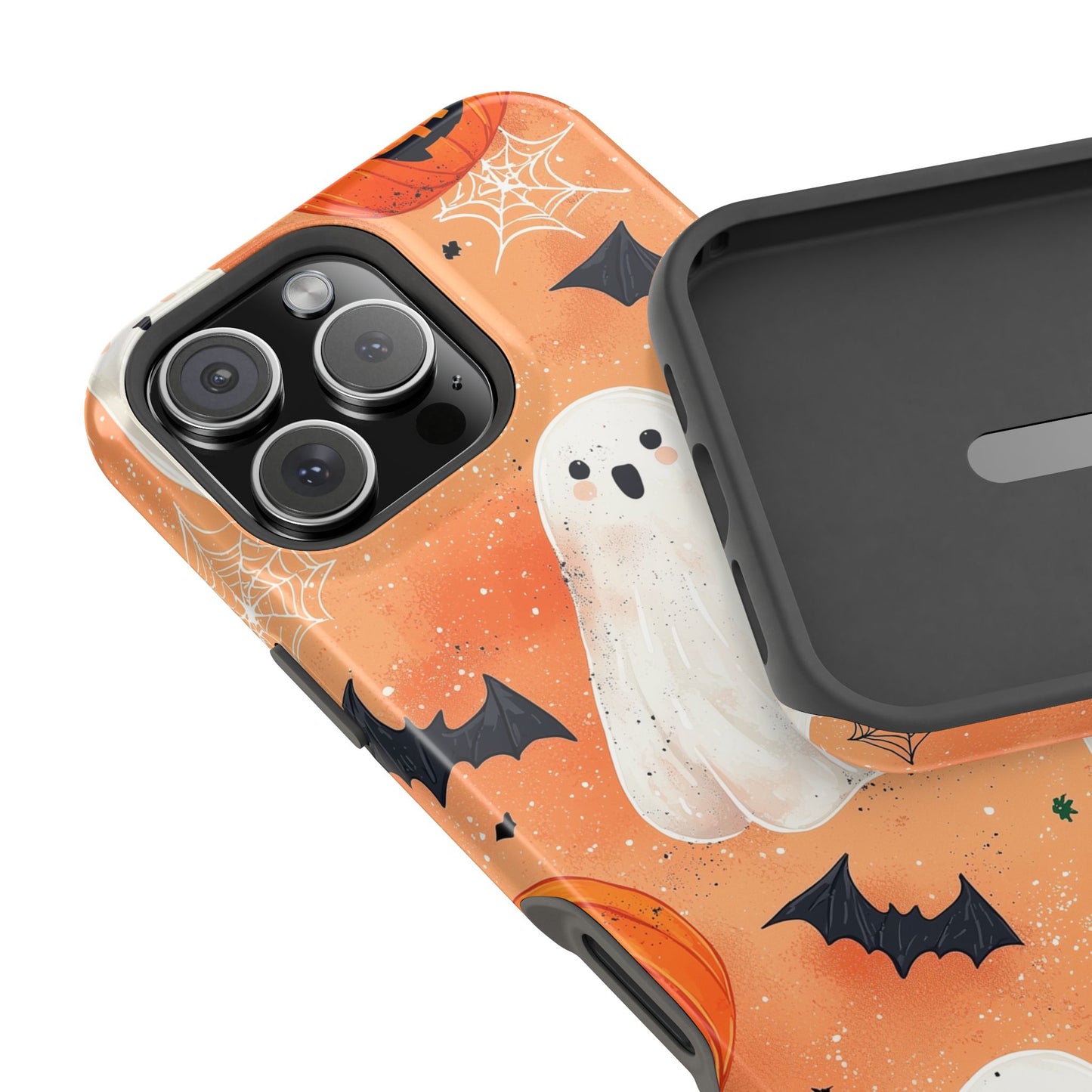 Spooky Cute Ghost MagSafe iPhone Case – Halloween Ghosts, Pumpkins, Bats & Cobwebs Design