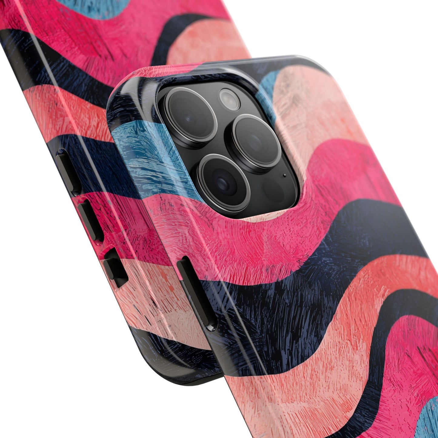 Abstract Wave Pattern iPhone Case – Shockproof, Matte Finish, Dual-Layer Protection