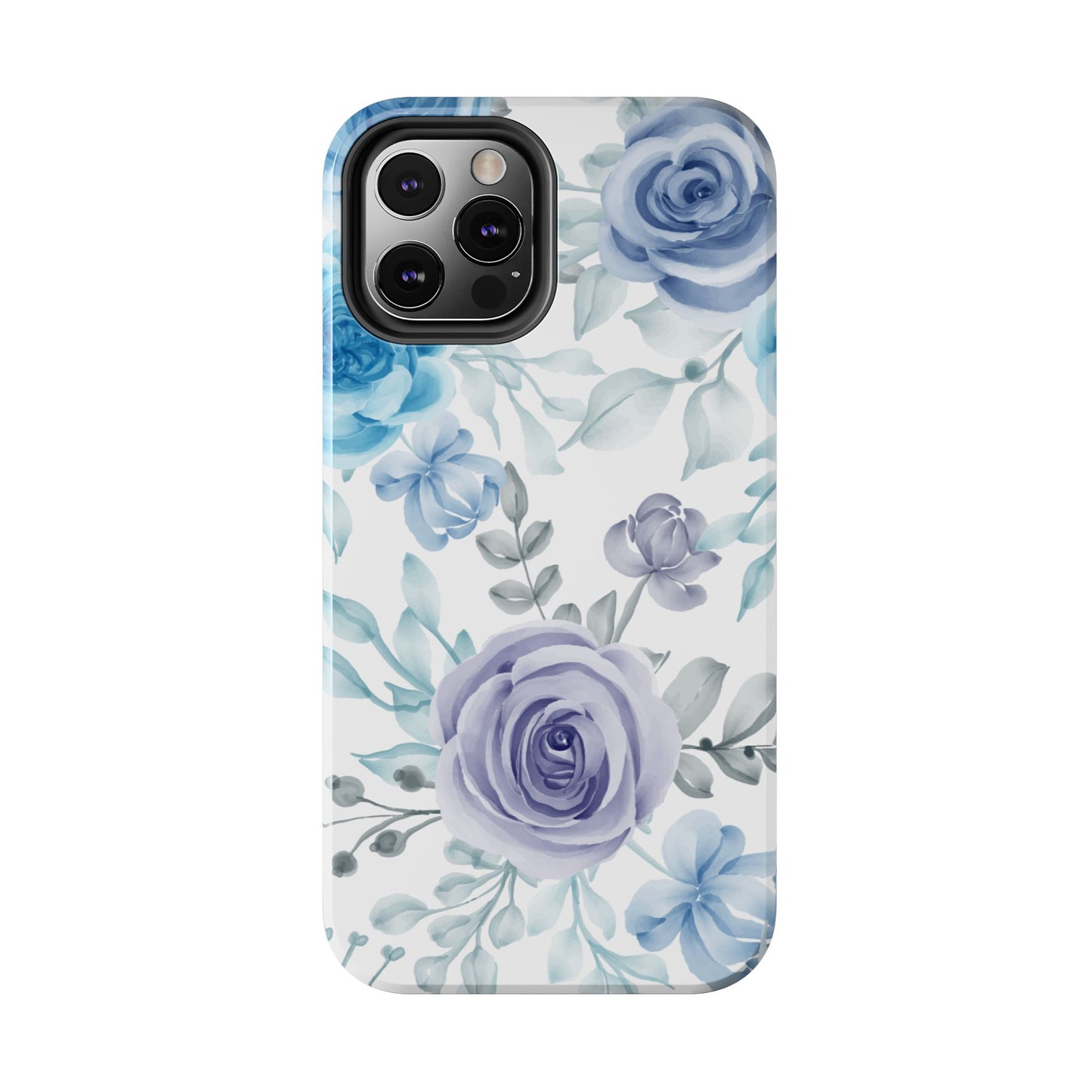 Elegant Blue & Violet Roses iPhone Case – Luxurious Floral Design for Chic Device Protection