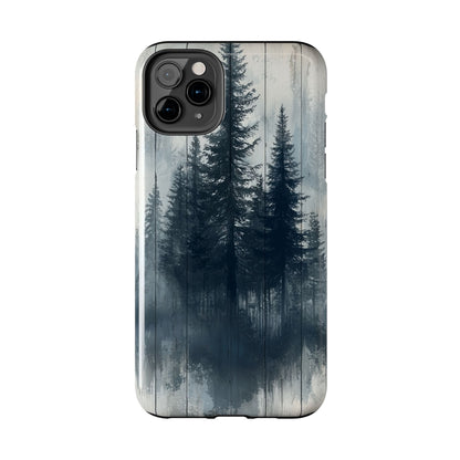 Rustic Pine Forest iPhone Case - Blue Toned Woodland Country Design