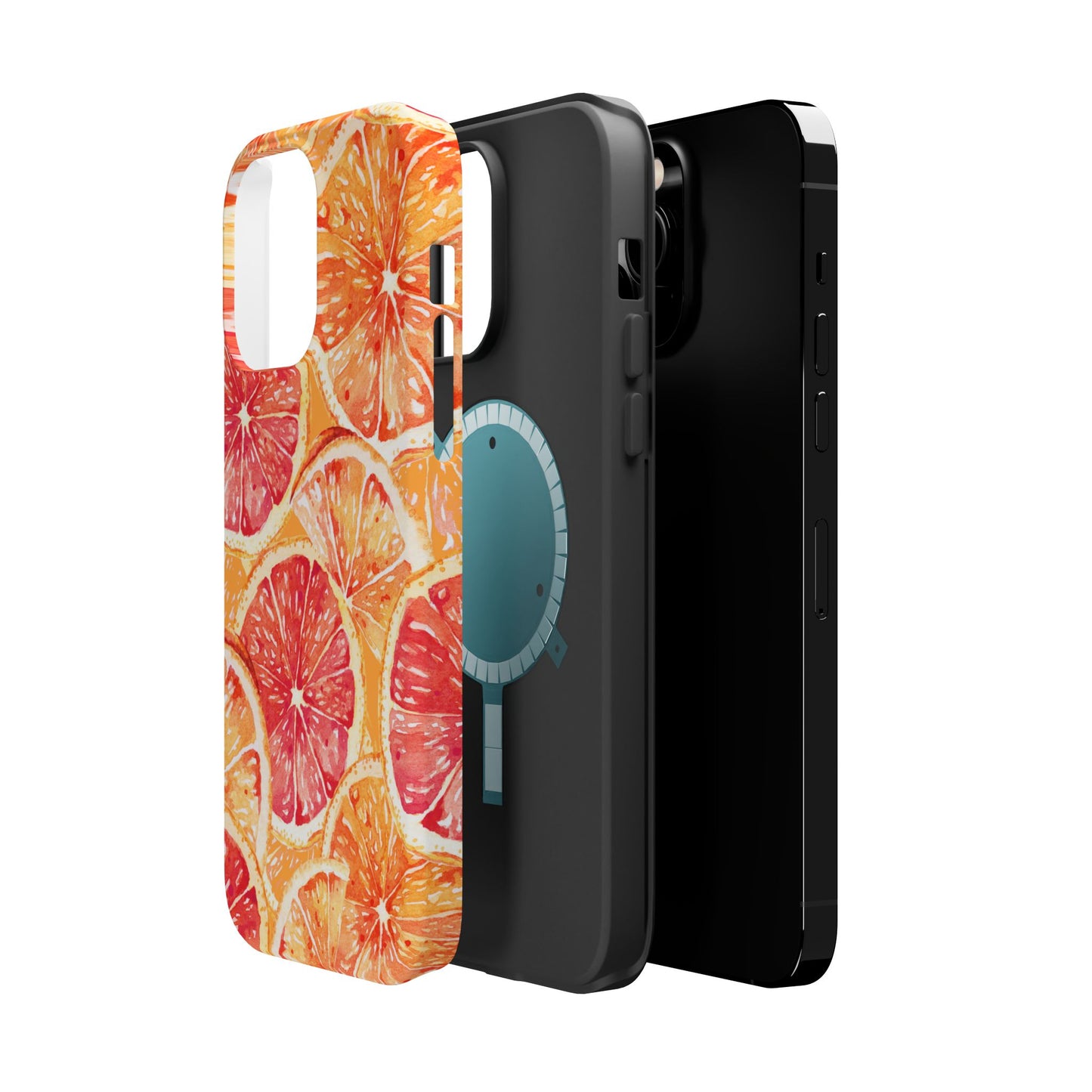 Watercolor Citrus Splash Tough MagSafe iPhone Case – Vibrant Fruit Print, Shock-Resistant Design