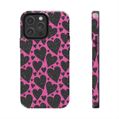 Pink Glitter Hearts iPhone Case