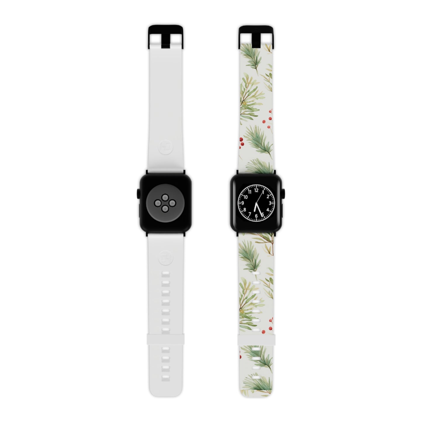 Winter Greenery & Berry Watercolor Apple Watch Band