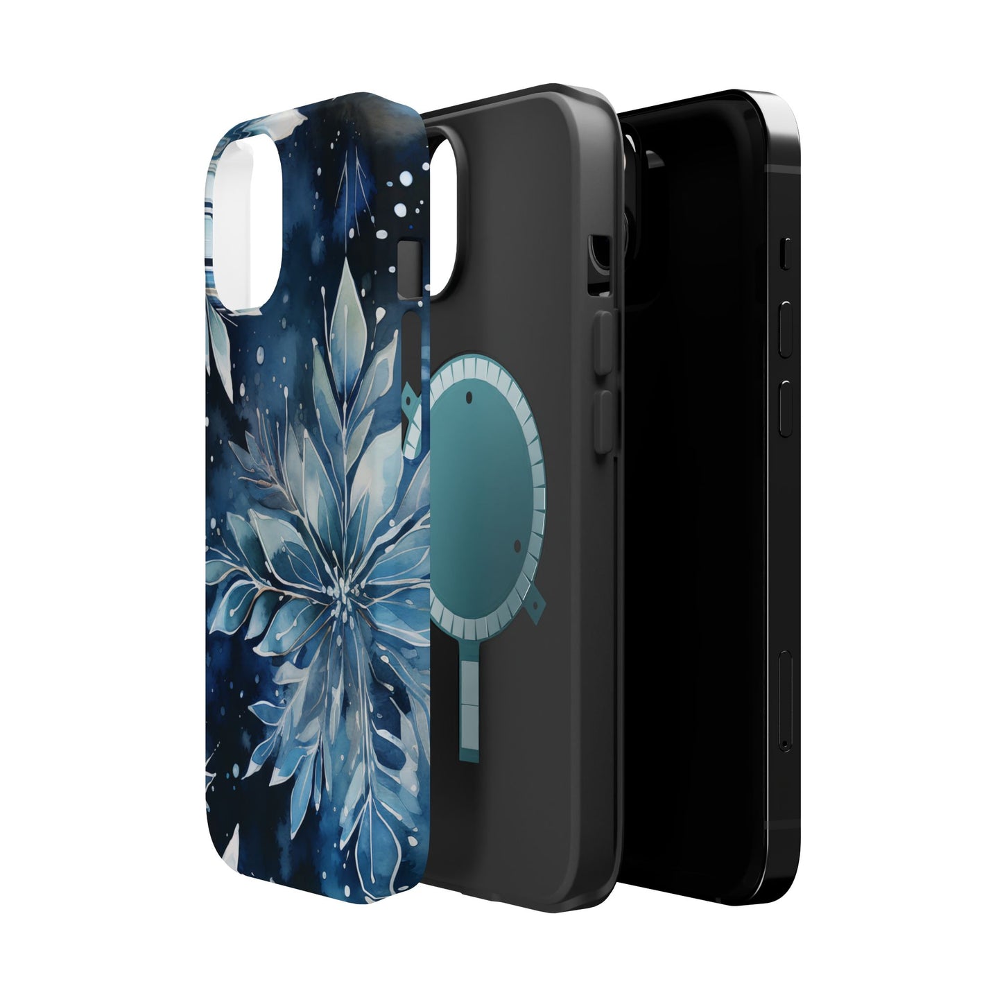 Winter’s Embrace – Blue Snowflake MagSafe iPhone Case