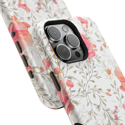 Pink Floral Watercolor MagSafe iPhone Case – Elegant Blossom Design with Magnetic Compatibility