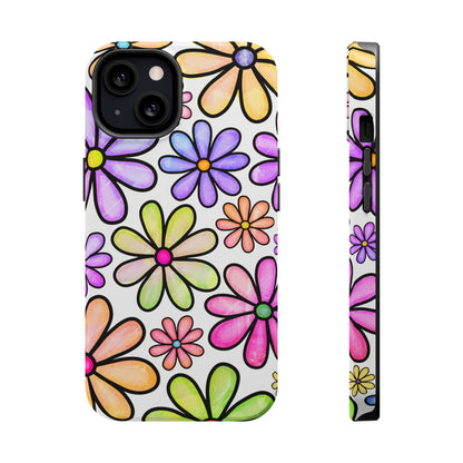 Pastel Daisy Dream MagSafe iPhone Case – Slim Profile, Glossy Finish