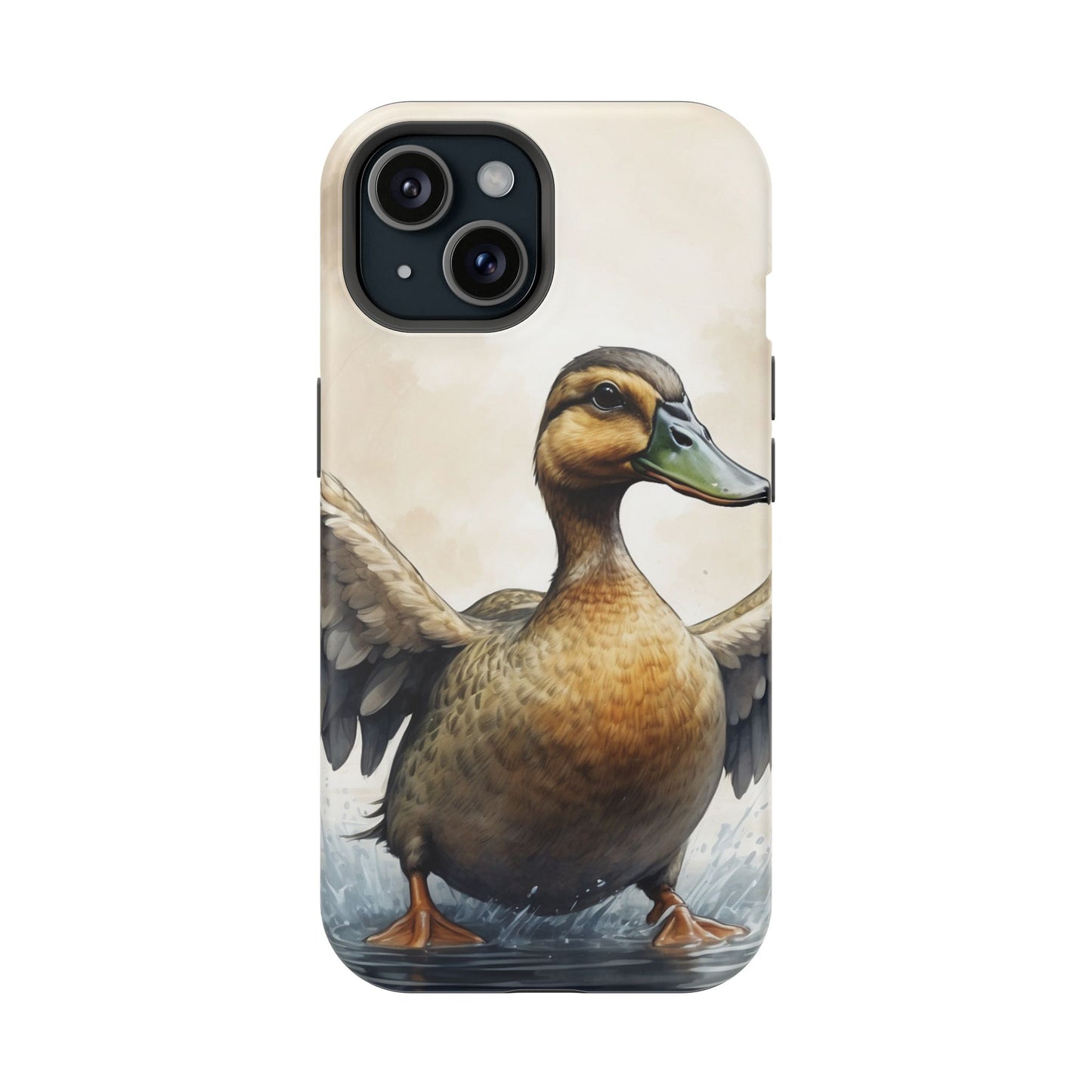 Graceful Duck in Watercolor Scene - MagSafe iPhone Case