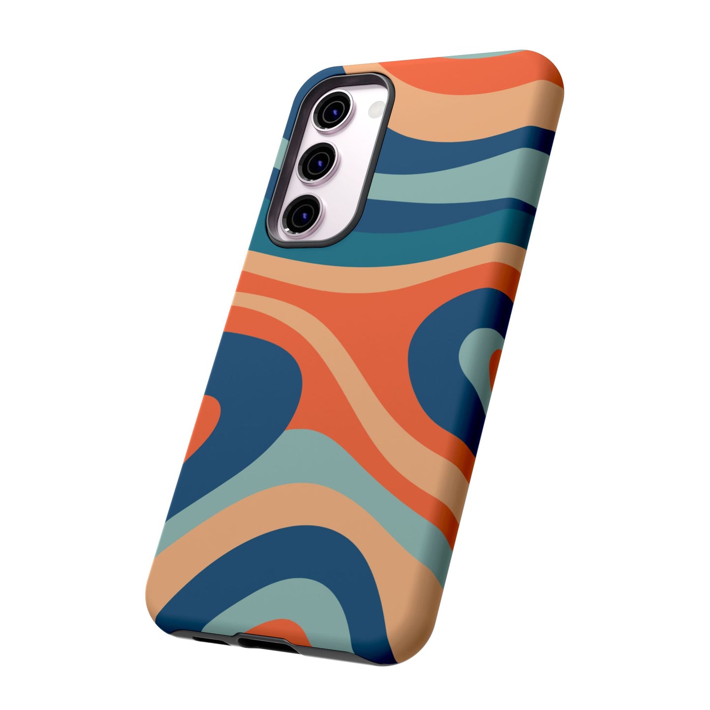 Retro Vibe Wavy Stripes Samsung Galaxy Case – 70s-Inspired in Teal, Orange, and Rust