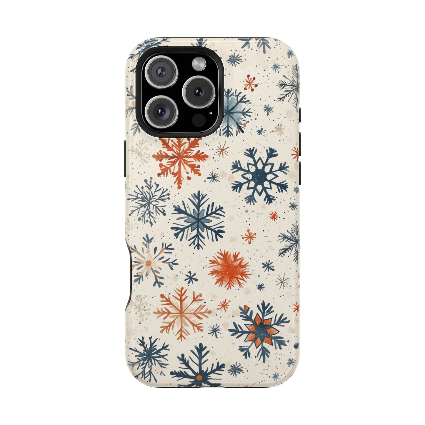 Rustic Orange and Blue Snowflake Pattern – MagSafe iPhone Series Case