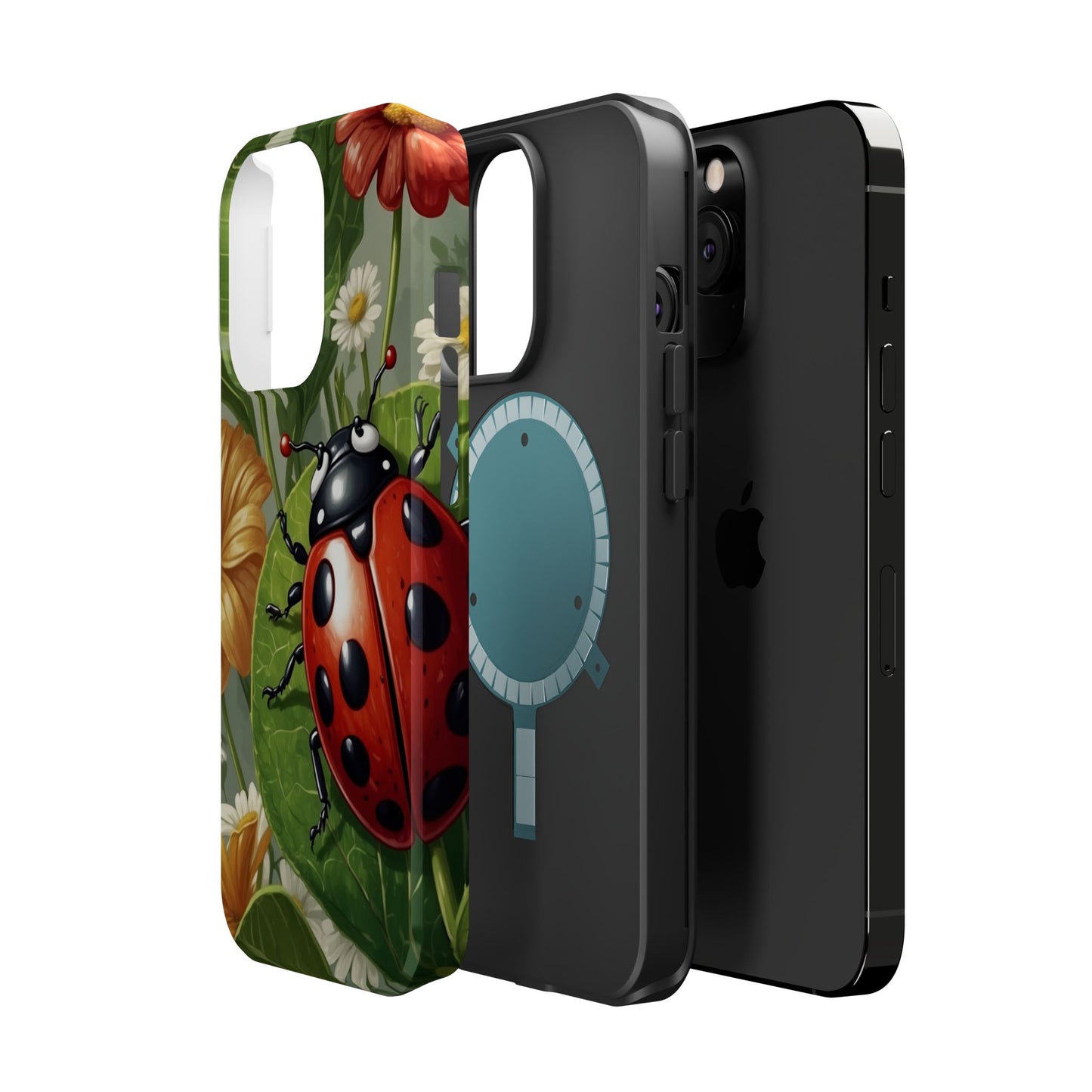 Ladybug Garden MagSafe iPhone Case – Whimsical Floral Design