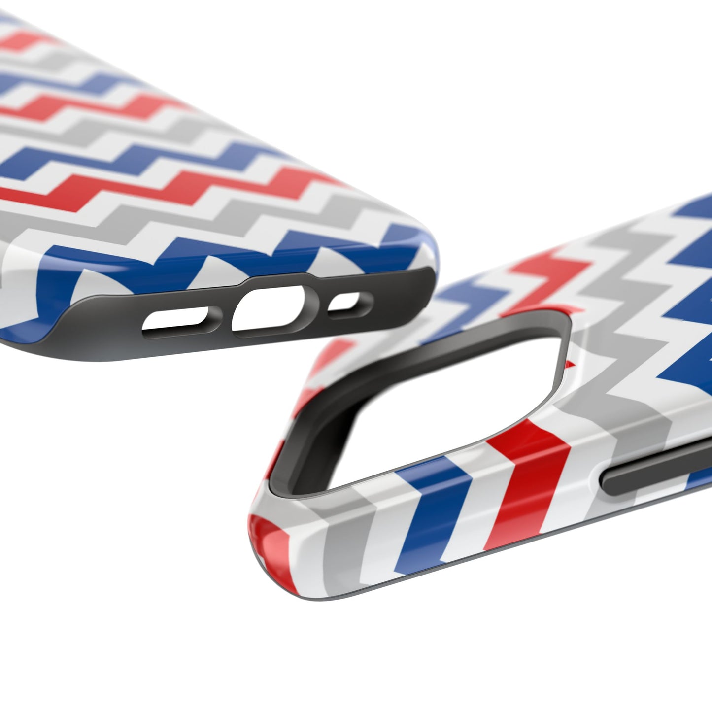 Patriotic Red, White & Blue Chevron – MagSafe Compatible iPhone Case