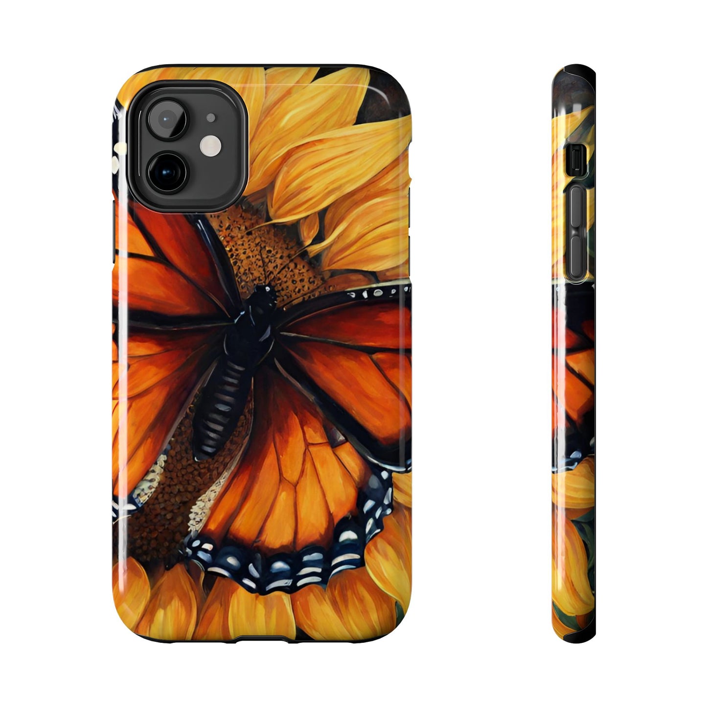 Monarch Butterfly & Sunflower Art – iPhone Case