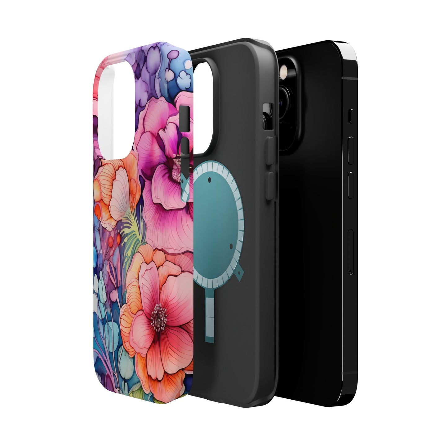 Bright Watercolor Floral Splash MagSafe iPhone Series Case – Bold Artistic Design