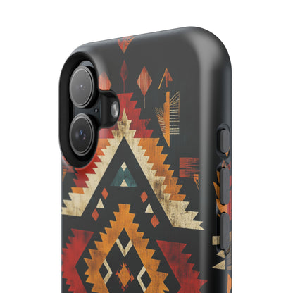 Southwestern Tribal Diamond Tough MagSafe iPhone Case – Bold Geometric Pattern, Dual-Layer Protection