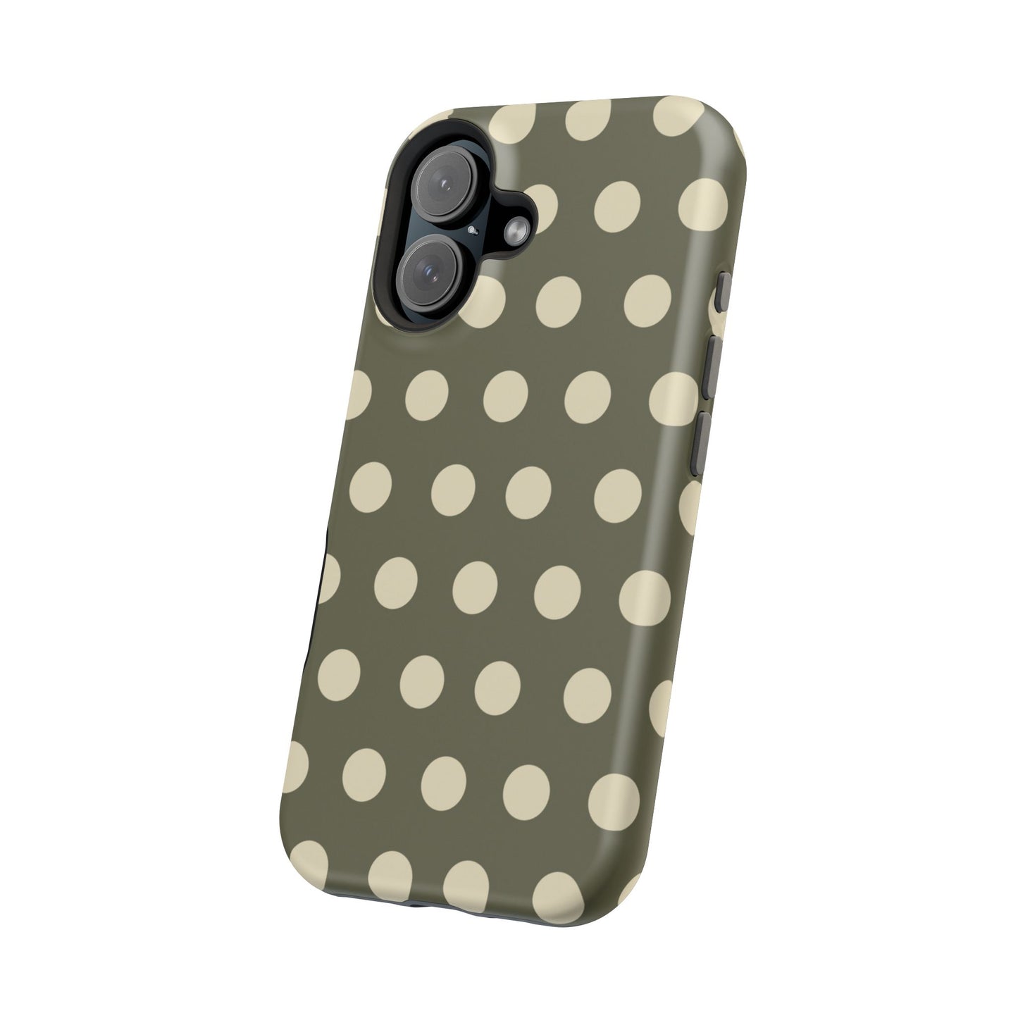 Vintage Green & Cream Polka Dots – MagSafe iPhone Case