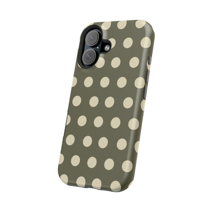 Vintage Green & Cream Polka Dots – MagSafe iPhone Case