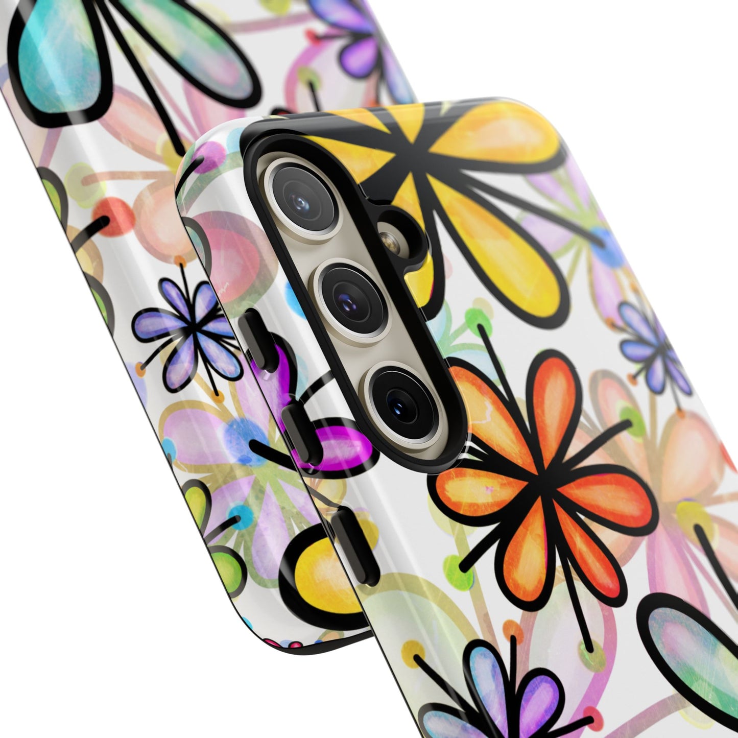 Retro Floral Pop Samsung Galaxy Case – Ultra-Slim Design, High-Gloss Finish