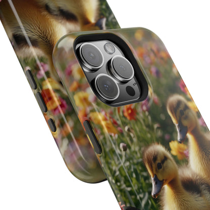 Charming Ducklings in Floral Garden - MagSafe iPhone Case