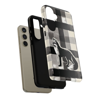 Black White Fox Phone Case - Monochrome Mystique