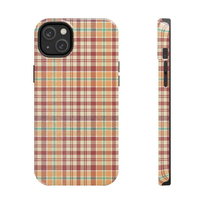 Retro Chic Plaid iPhone Case in Red, Orange, Green & Cream – Classic Vintage Style