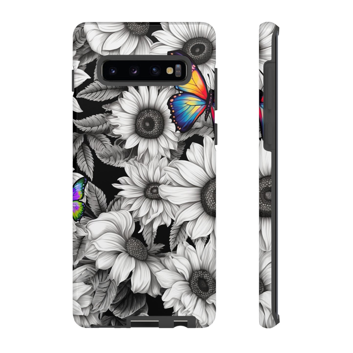 Rainbow Butterflies & Monochrome Sunflowers – Samsung Galaxy Case