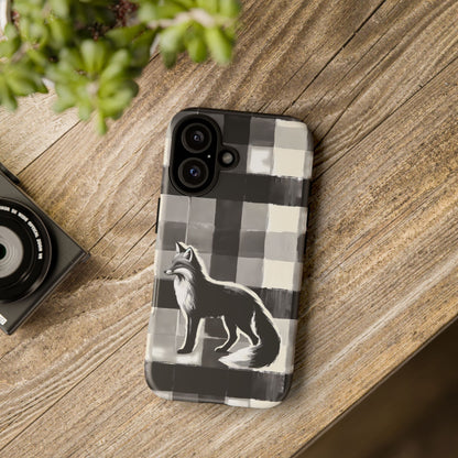 Black White Fox Phone Case - Monochrome Mystique