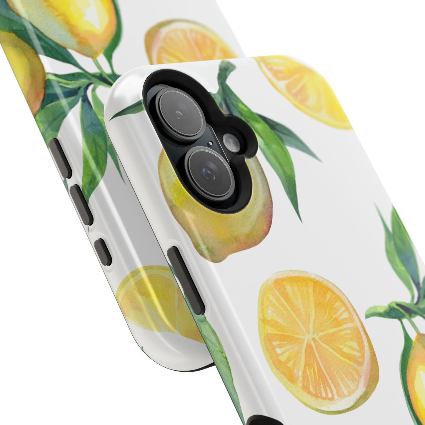 Lemon Grove Watercolor Tough MagSafe iPhone Case – Fresh Citrus Design, Dual-Layer Protection