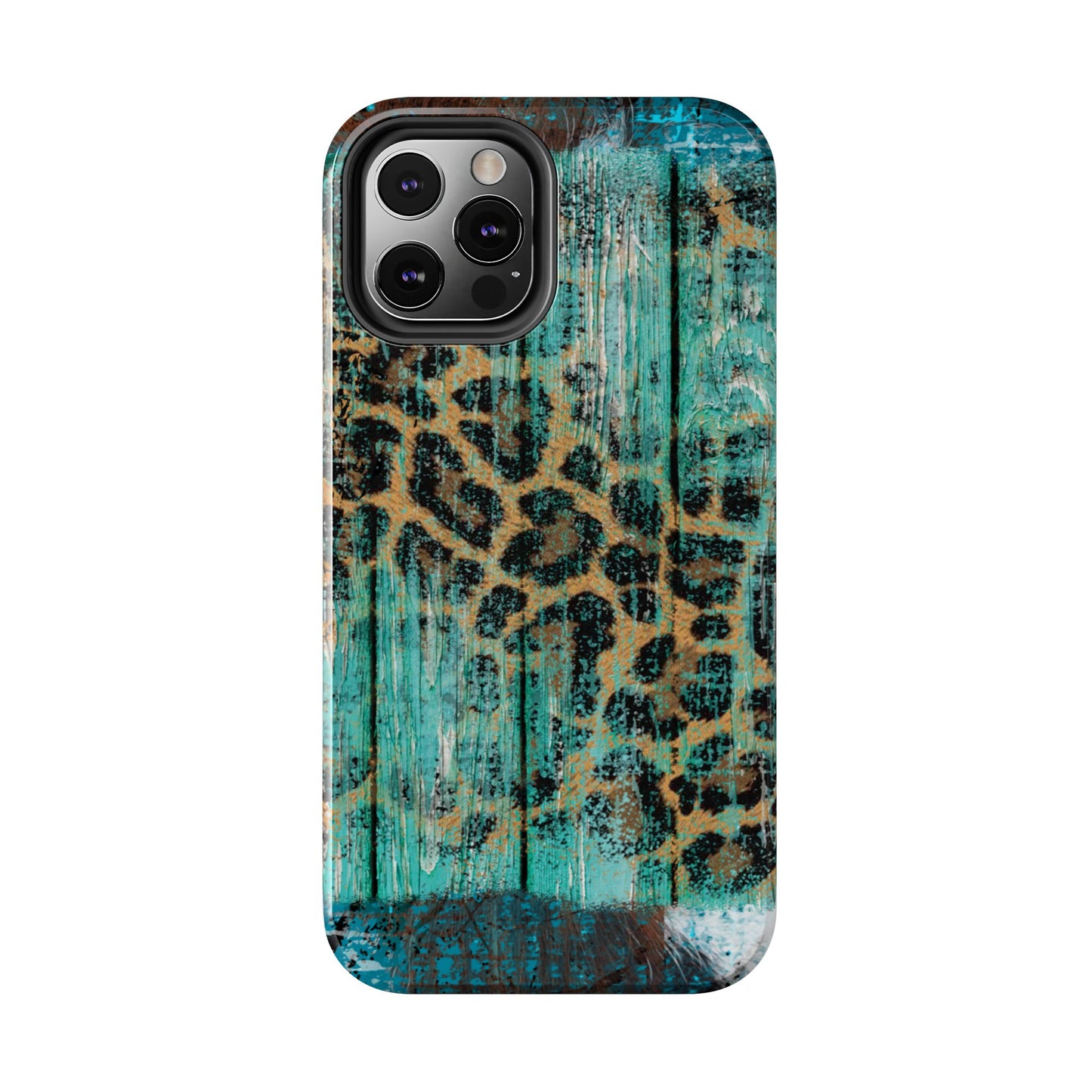 Turquoise Rustic Leopard Wood - iPhone Series Case