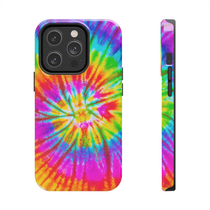 Rainbow Spiral Tie-Dye iPhone Case – Bright & Retro Design