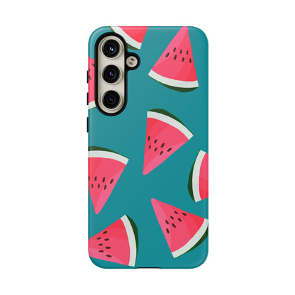 Watermelon Bliss Samsung Galaxy Case – Vibrant Summer Fruit Design on Teal Background