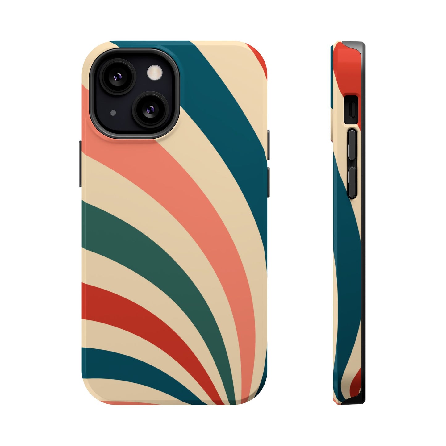 Retro Sunburst Swirl MagSafe iPhone Case – Dual-Layer Protection with Bold 70s Vibes