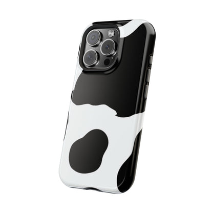 Bold Black and White Cow Print Tough MagSafe iPhone Case – Modern Animal Pattern with Dual-Layer Protection