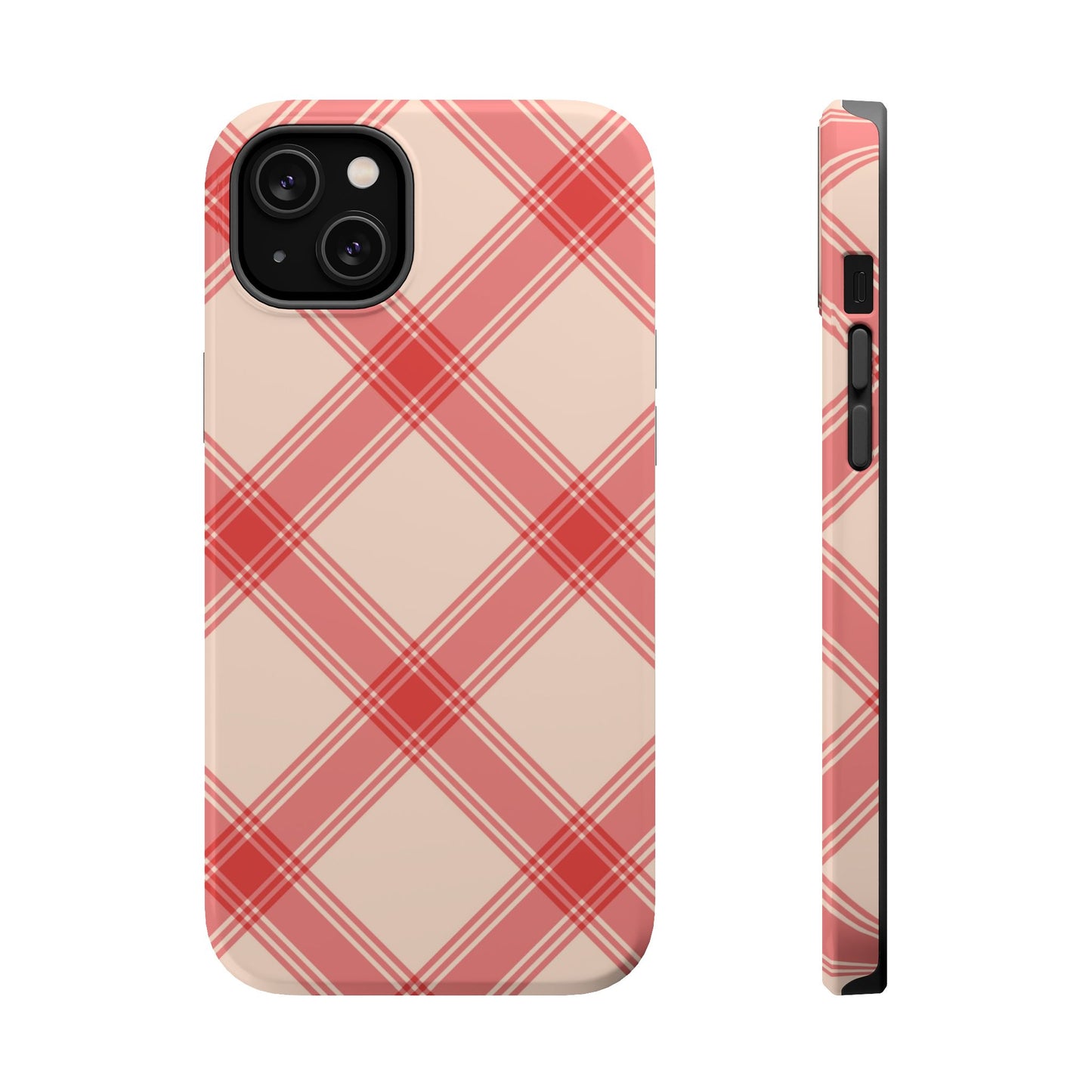 Soft Peachy Red Plaid MagSafe Case