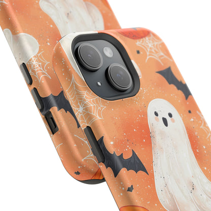 Spooky Cute Ghost MagSafe iPhone Case – Halloween Ghosts, Pumpkins, Bats & Cobwebs Design