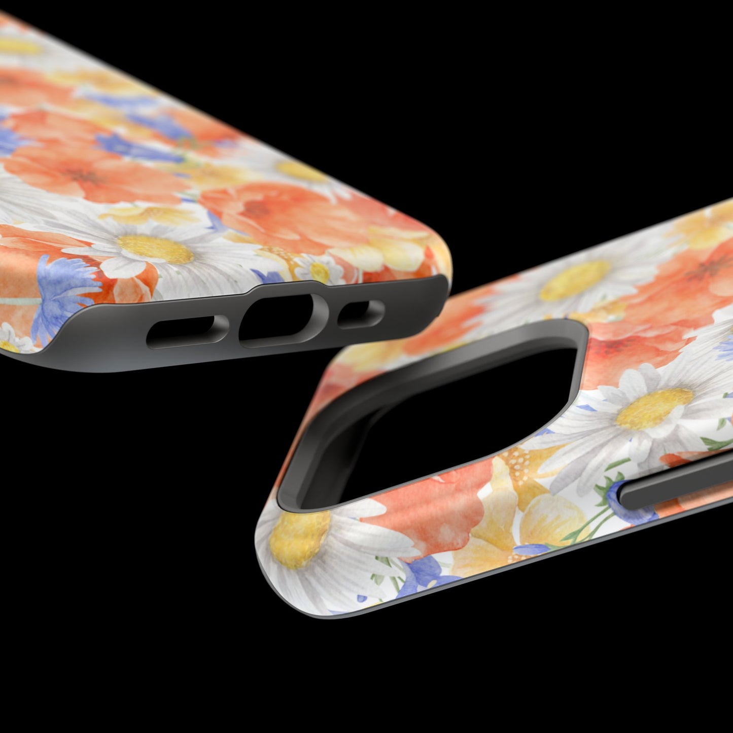 Watercolor Wildflower Pattern MagSafe iPhone Case – Durable Matte Finish with Daisy, Poppy & Cornflower Design