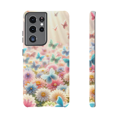 Butterfly Blossom Samsung Case - Pastel Floral Protective Cover