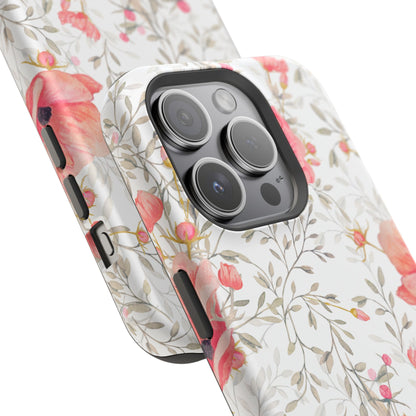 Pink Floral Watercolor MagSafe iPhone Case – Elegant Blossom Design with Magnetic Compatibility