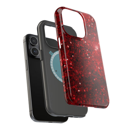 Crimson Glow Glitter MagSafe Case