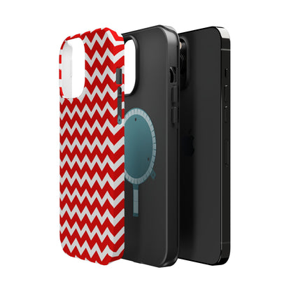 Bold Red & White Chevron – Modern Geometric MagSafe iPhone Case