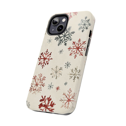 Vintage Red and Gray Snowflake Pattern – iPhone Series Case