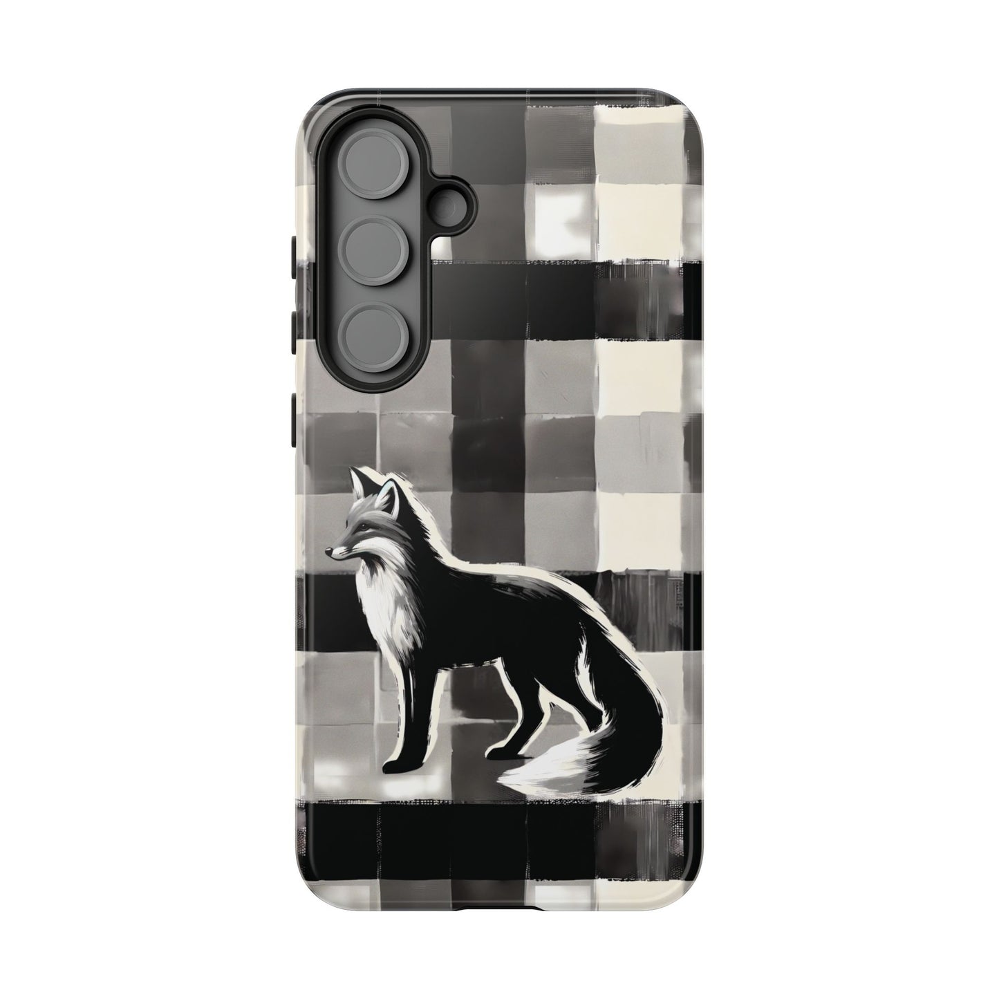 Black White Fox Phone Case - Monochrome Mystique