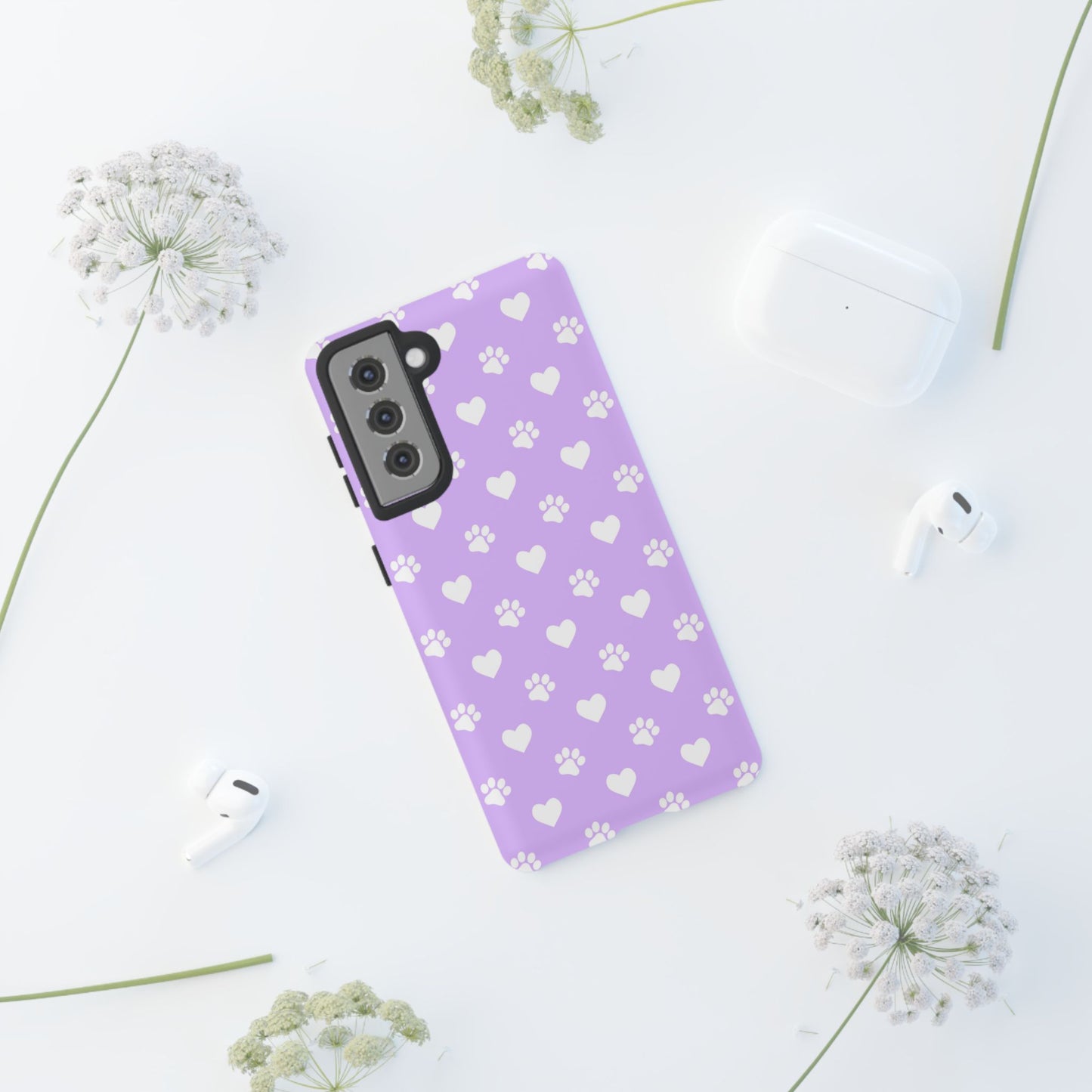 Lilac Paw Prints & Hearts – Samsung Galaxy Case